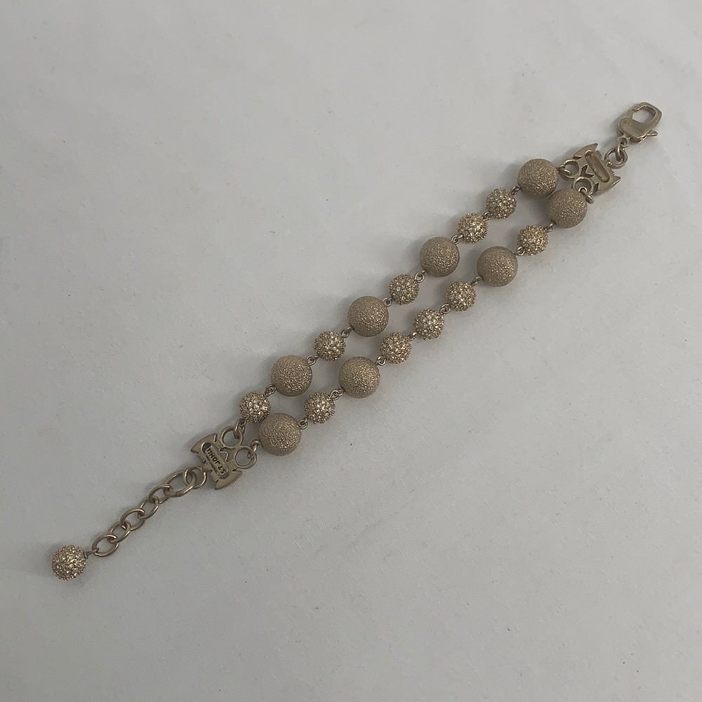 St. John Textured Gold and Rhinestone Bracelet